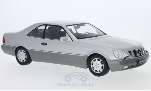 Modelauto Mercedes 600 AMG SEC (C140) grijs 1992 1/18 KK Scale