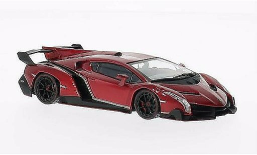Lamborghini Veneno Coupe 1/43 Kyosho rood met rotem Dekorstrepen modelauto