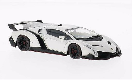 Lamborghini Veneno Coupe 1/43 Kyosho wit met rotem Dekorstrepen modelauto