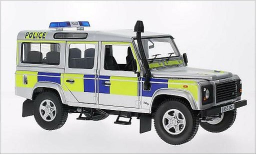 Land Rover Defender 110 1/18 Universal Hobbies County Station Wagon Politie (GB) grijs RHD 2004 modelauto