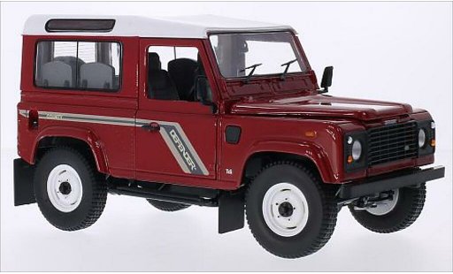 Land Rover Defender 90 1/18 Universal Hobbies Station Wagon rood/wit RHD modelauto