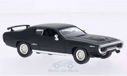 Modelauto Plymouth GTX 1971 mat-zwart zonder Vitrine 1/43 Lucky Die Cast