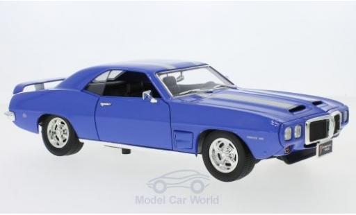 Modelauto Pontiac Firebird 1969 Trans Am metallic blauw/grijs 1/18 Lucky Die Cast
