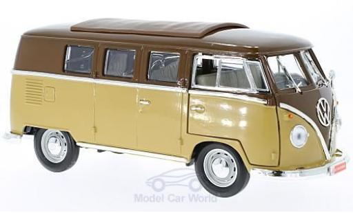 Modelauto Volkswagen T1 B Microbus bruin/beige 1962 1/18 Lucky Die Cast
