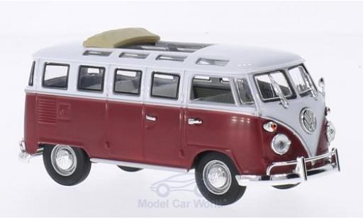 Modelauto Volkswagen T1 B Samba vouwdak ge&Atilde;&para;ffnet rood/wit 1962 1/43 Lucky Die Cast