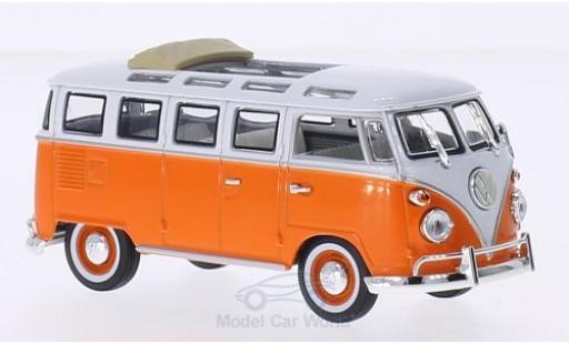 Modelauto Volkswagen T1 B Samba oranje/wit 1962 vouwdak ge&Atilde;&para;ffnet 1/43 Lucky Die Cast