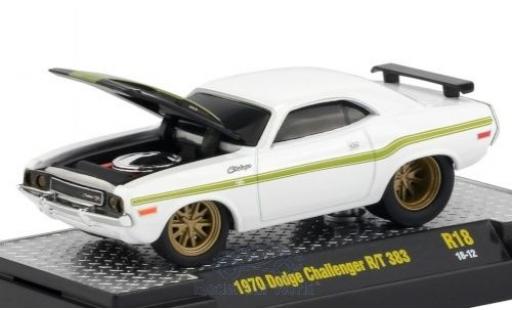 Modelauto Dodge Challenger 1970 R/T 383 wit/zwart 1/64 M2 Machines