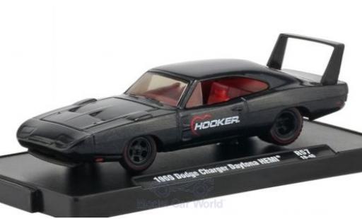 Modelauto Dodge Charger Daytona HEMI metallic antraciet Hooker 1969 1/64 M2 Machines
