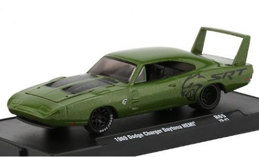 Modelauto Dodge Charger Daytona HEMI metallic groen/mat-zwart SRT 1969 1/64 M2 Machines