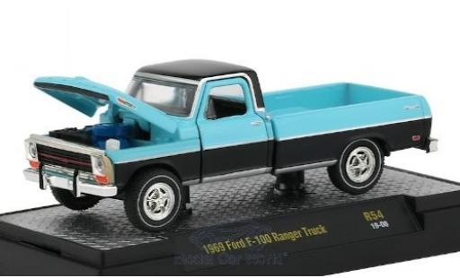 Modelauto Ford F-100 Ranger 00 Truck zwart/blauw 1969 1/64 M2 Machines