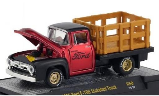 Modelauto Ford F-100 Stakebed 00 Truck metallic rood/zwart 1956 1/64 M2 Machines