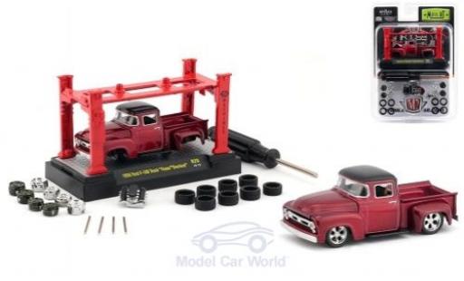 Modelauto Ford F-100 Pickup 00 Truck metallic rood/zwart Foose Overlord 1956 Model-Kit Bausatz inklusive 4 Ersatzr&Atilde;&curren;dern 1/64 M2 Machines