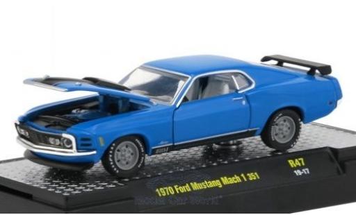 Modelauto Ford Mustang Mach 1 351 blauw/mat-zwart 1970 1/64 M2 Machines