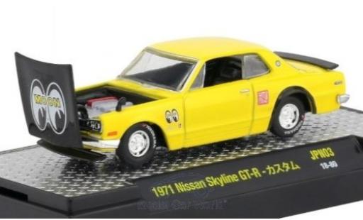 Modelauto Nissan Skyline 2000 GT-R geel/zwart 1971 1/64 M2 Machines