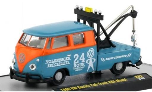 Modelauto Volkswagen T1 B Double Cab Tow Truck blauw/oranje 1960 1/64 M2 Machines