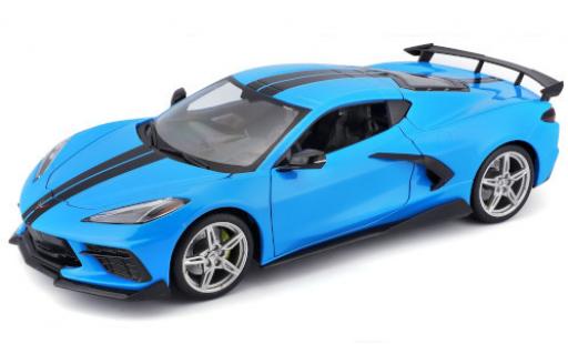 Modelauto Chevrolet Corvette Stingray (C8) blauw/zwart 2020 1/18 Maisto