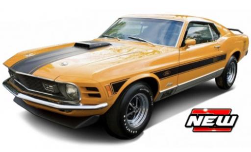 Modelauto Ford Mustang Mach 1 oranje/zwart 1970 1/18 Maisto