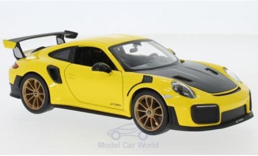 Modelauto Porsche 911 GT2 RS (991.2) geel/zwart 2018 1/24 Maisto