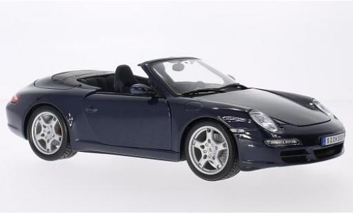 Modelauto Porsche 911 S Carrera Cabriolet metallic blauw 1/18 Maisto