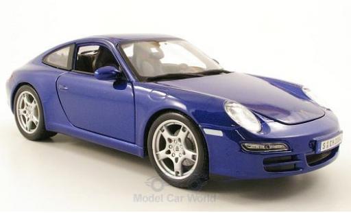 Modelauto Porsche 911 S Carrera metallic blauw 1/18 Maisto