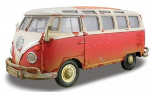 Modelauto Volkswagen T1 B Samba rood/wit 1960 USA-Version avec traces de vieilissement 1/24 Maisto