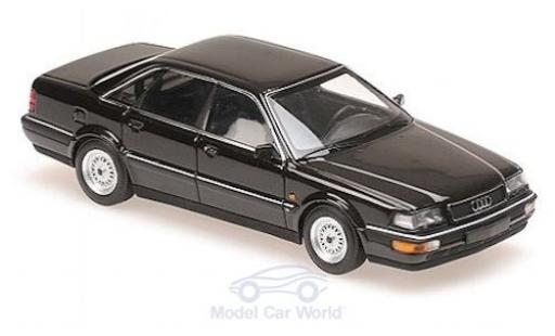 Modelauto Audi V8 berline metallic zwart 1988 1/43 Maxichamps