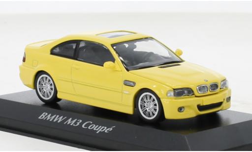 Modelauto Bmw M3 coupe (E46) geel 2001 1/43 Maxichamps