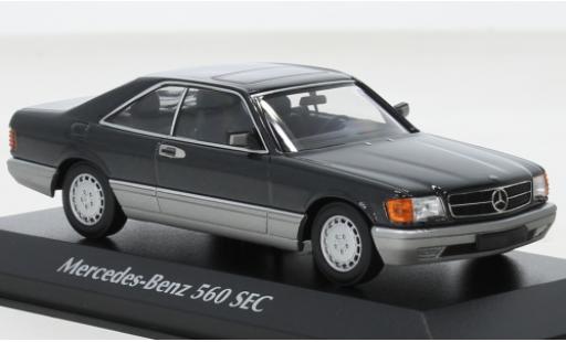 Modelauto Mercedes 560 Coupe SEC (C126) metallic zwart 1986 1/43 Maxichamps
