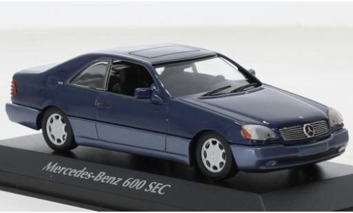 Modelauto Mercedes 600 AMG SEC (C140) metallic blauw 1992 1/43 Maxichamps