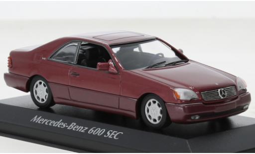 Modelauto Mercedes 600 AMG SEC (C140) metallic rood 1992 1/43 Maxichamps