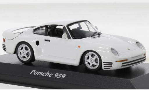 Modelauto Porsche 959 Base metallic wit 1987 1/43 Maxichamps