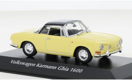 Modelauto Volkswagen Karmann Ghia Base Ghia 1600 geel/zwart 1966 1/43 Maxichamps