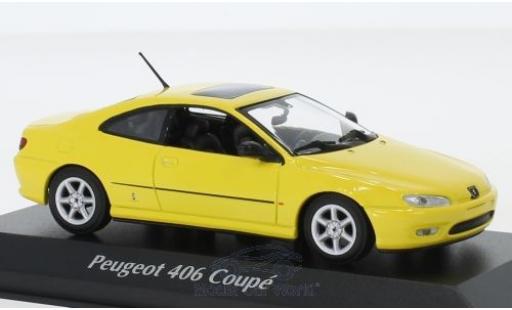 Modelauto Peugeot 406 Coupe geel 1997 1/43 Maxichamps