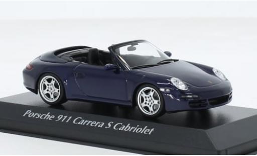 Modelauto Porsche 911 S Carrera Cabriolet metallic blauw 2005 1/43 Maxichamps