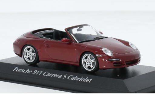 Modelauto Porsche 911 S Carrera Cabriolet metallic rood 2005 1/43 Maxichamps