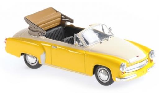 Modelauto Wartburg 311 Cabriolet geel/wit 1958 1/43 Maxichamps