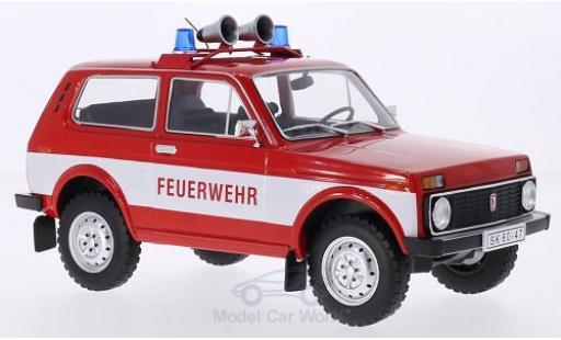 Modelauto Lada Niva Pompiers rood/wit Brandweer 1978 T&Atilde;&frac14;ren en Hauben gesloten 1/18 MCG
