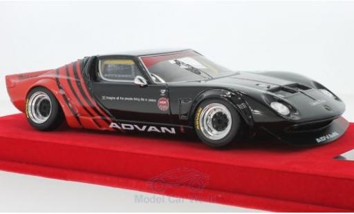 Modelauto Lamborghini Miura LB-Works LB Works zwart/rood RHD Chassis Ford GT40 N4 Liberty Walk 1/18 MCW Models