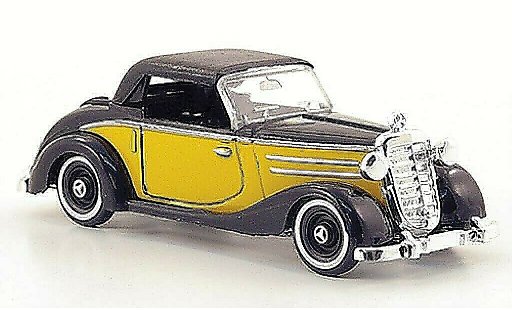 Mercedes 170 Cabriolet 1/87 Busch S Cabrio geel/zwart gesloten 1949 modelauto