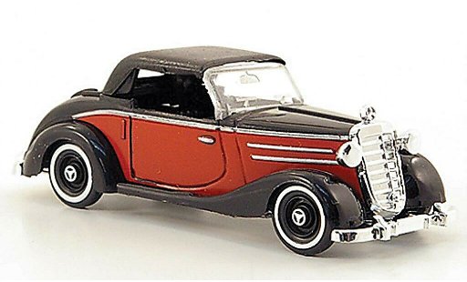 Mercedes 170 Cabriolet 1/87 Busch S Cabrio rood/zwart gesloten 1949 modelauto