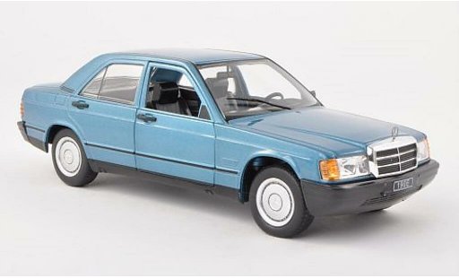 Mercedes 190 Base 1/24 WhiteBox (W201) blauw 1983 modelauto