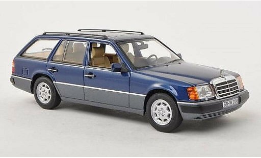 Mercedes 300 Coupe 1/43 Minichamps (S124) blauw/grijs 1988 modelauto