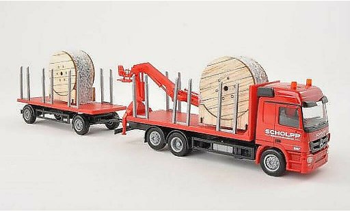 Mercedes Actros Base 1/87 Herpa L 08 Scholpp Rungen-HZ met Kran en Ladung modelauto