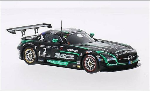 Mercedes SLS GT3 1/43 Spark AMG No.2 zwart Falcon Racing 24h Dubai 2015 modelauto