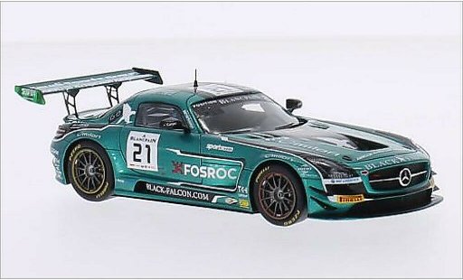 Mercedes SLS GT3 1/43 Spark AMG No.21 zwart Falcon Racing 24h Spa 2015 /A.Al modelauto