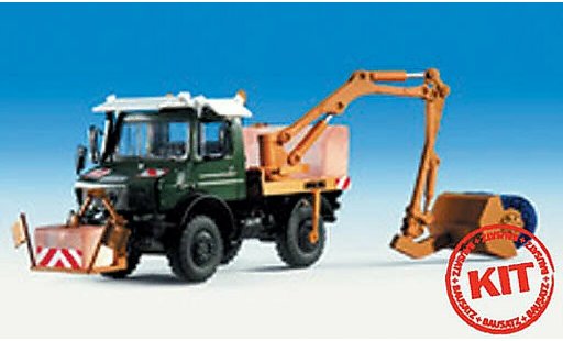 Mercedes Unimog Base 1/87 Kibri Euro II groen met Tunnelburste oranje modelauto