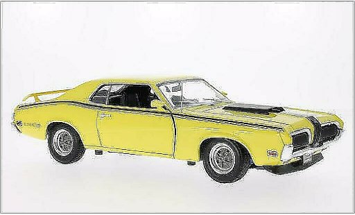 Mercury Cougar Eliminator 1/18 Welly geel/mat-zwart 1970 modelauto