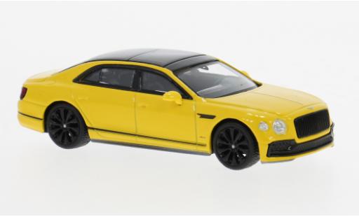 Modelauto Bentley Flying Spur berline geel 1/64 Mini GT