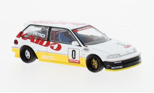 Modelauto Honda Civic Base (EF) Kanjo V1 wit/geel 1/64 Mini GT