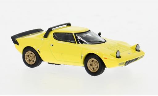 Modelauto Lancia Stratos Stradale HF geel 1/64 Mini GT